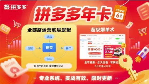 拼多多年卡，拼多多全链路运营底层逻辑，超级爆单术【更新26年8月】-万象聊项目
