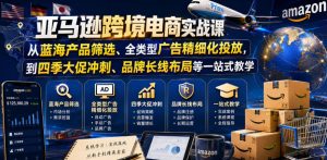 亚马逊跨境电商实战课，从蓝海产品筛选、全类型广告精细化投放，到四季大促冲刺、品牌长线布局等一站式教学(更新8月)-万象聊项目