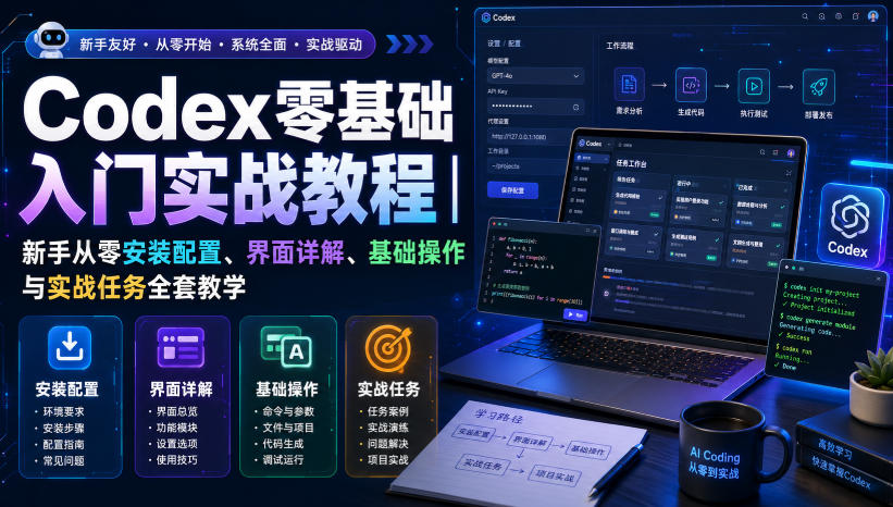 Codex零基础入门实战教程｜新手从零安装配置、界面详解、基础操作与实战任务全套教学-万象聊项目
