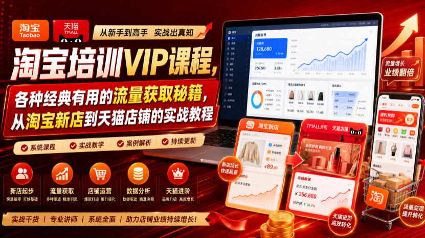 淘宝培训VIP课程，各种经典有用的流量获取秘籍，从淘宝新店到天猫店铺的实战教程(更新08月12日)-万象聊项目