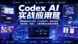 Codex AI实战应用营｜零基础落地AI工作流，办公表格PPT、短视频漫剧、商业视觉、机器人、小程序网站全项目实战教程-万象聊项目