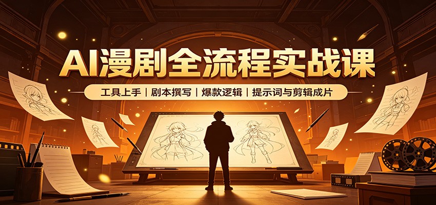 AI漫剧全流程实战课：工具上手、剧本撰写、爆款逻辑、提示词与剪辑成片-万象聊项目