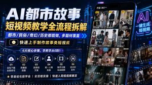AI都市故事短视频教学全流程拆解;都市/民俗/奇幻/历史都能做多题材覆盖,快速上手制作故事类短视频-万象聊项目