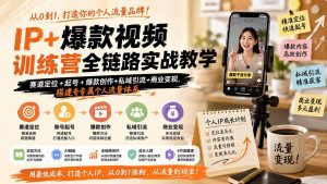 IP+爆款视频训练营全链路实战教学；赛道定位+起号+爆款创作+私域引流+商业变现，搭建专属个人流量体系-万象聊项目
