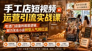 手工店短视频运营引流实战课，吃透门店盈利底层逻辑，助力无名小店转型人气网红店-万象聊项目