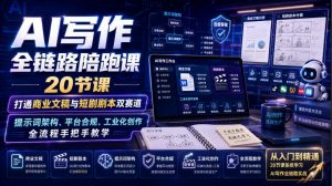 AI写作全链路陪跑课｜20节课打通商业文稿与短剧剧本双赛道，提示词架构、平台合规、工业化创作全流程手把手教学-万象聊项目