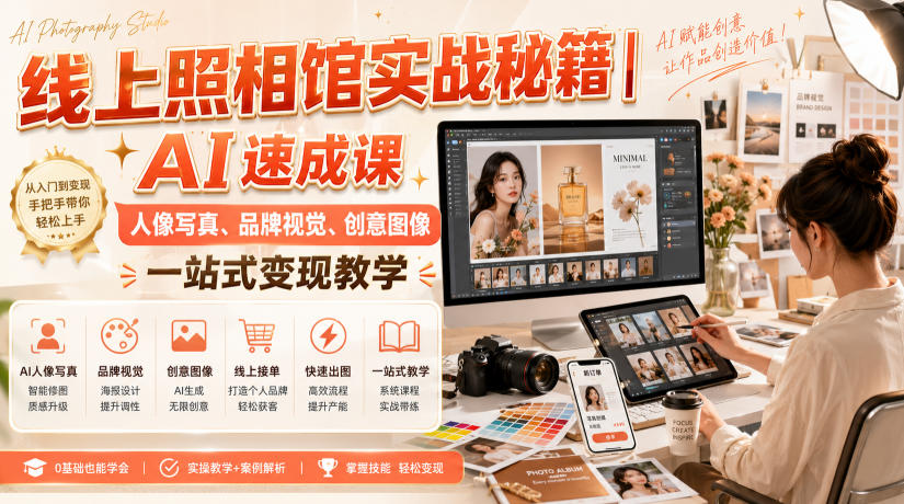 线上照相馆实战秘籍｜AI速成课，人像写真、品牌视觉、创意图像一站式变现教学-万象聊项目