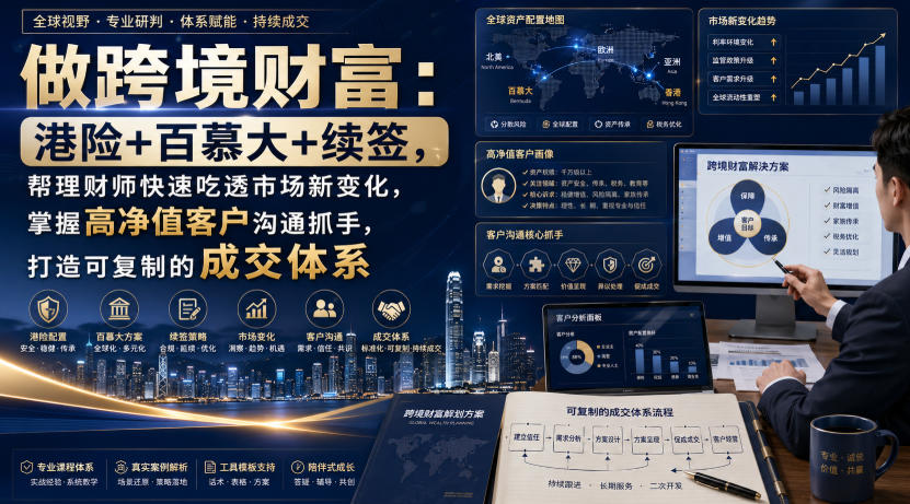 做跨境财富：港险+百慕大+续签，帮理财师快速吃透市场新变化，掌握高净值客户沟通抓手，打造可复制的成交体系-万象聊项目