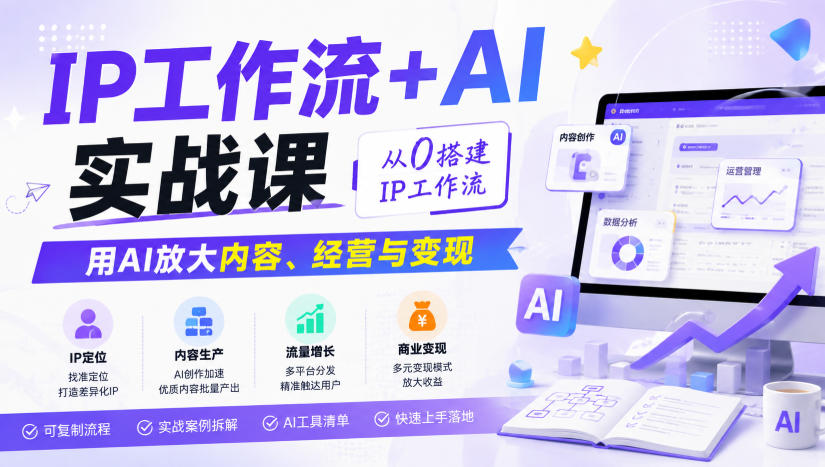 IP工作流+AI实战课，从0搭建IP工作流，用AI放大内容、经营与变现-万象聊项目