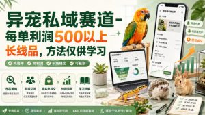 异宠私域赛道-每单利润500以上长线品,方法仅供学习-万象聊项目