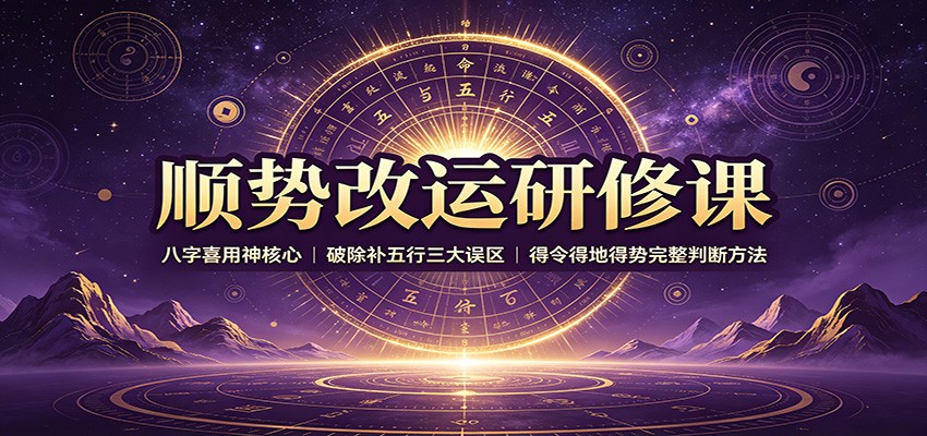 顺势改运研修课：八字喜用神核心，破除补五行三大误区，得令得地得势完整判断方法-万象聊项目