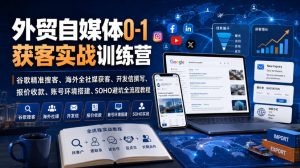 外贸自媒体0-1获客实战训练营｜谷歌精准搜客、海外全社媒获客、开发信撰写、报价收款、账号环境搭建、SOHO避坑全流程教程(更新)-万象聊项目