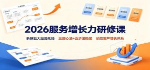 2026服务增长力研修课：拆解五大经营死局，三维心法+五步法搭建长效客户增长体系-万象聊项目