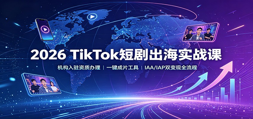 2026 TikTok短剧出海实战课：机构入驻资质办理，一键成片工具，IAA/IAP双变现全流程-万象聊项目