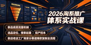 2026淘系推广体系实战课｜新品底层流量机制、选品定位、搜索起量、投产控本、新店老店工厂商家分赛道爆款复制全流程(更新)-万象聊项目