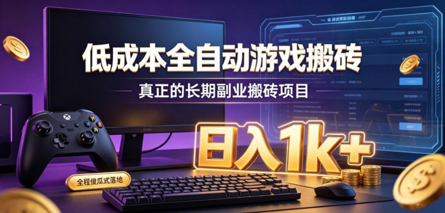 低成本全自动游戏搬砖，真正的长期副业搬砖项目，日入1k+，全程傻瓜式落地【揭秘】-万象聊项目