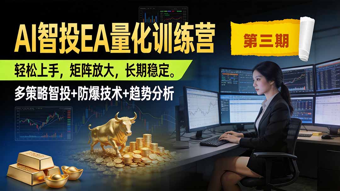 AI智投EA量化训练营第三期，多策略智投+防爆技术+趋势分析 ，小白轻松上手，矩阵放大，长期稳定，日入500U。-万象聊项目