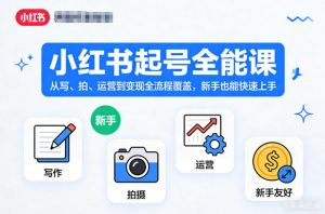 小红书起号全能课，从写、拍、运营到变现全流程覆盖，新手也能快速上手(更新)-万象聊项目