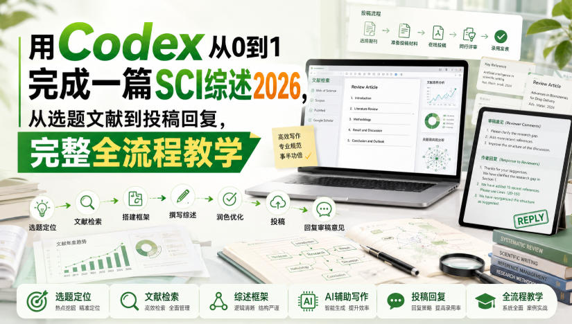 用Codex从0到1完成一篇SCI综述2026，从选题文献到投稿回复，完整全流程教学-万象聊项目