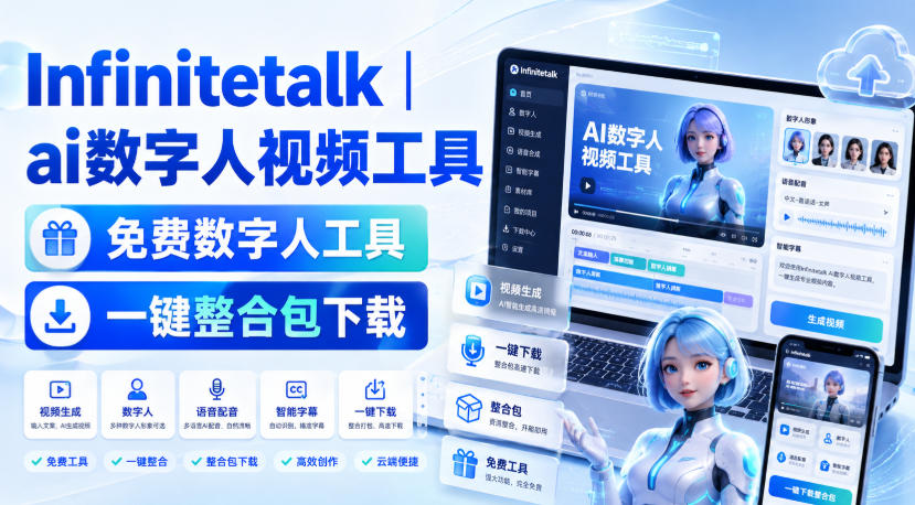 Infinitetalk丨ai数字人视频工具，免费数字人工具，一键整合包下载-万象聊项目