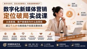 数字化新媒体营销定位破局实战课：从我是谁、客户是谁到为什么选择我，建立个人IP与精准客户经营完整体系-万象聊项目