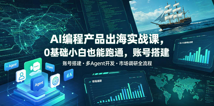 AI编程产品出海实战课，0基础小白也能跑通，账号搭建・多Agent开发・市场调研全流程，月入千刀跨境变现教程(更新0822)-万象聊项目