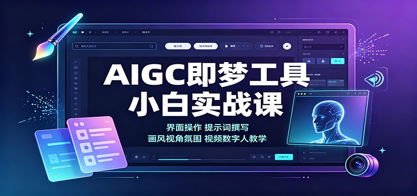 AIGC即梦工具小白实战课：界面操作，提示词撰写，画风视角氛围视频数字人教学-万象聊项目