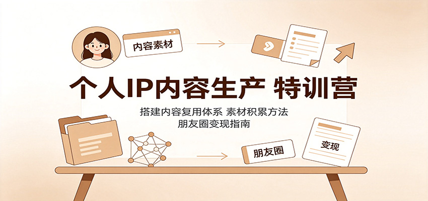 个人IP内容生产特训营：搭建内容复用体系，素材积累方法，朋友圈变现指南-万象聊项目