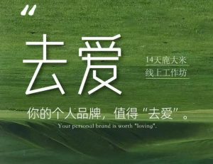 去爱14天鹿大米线上工作坊,你的个人品牌,值得“去爱”-万象聊项目