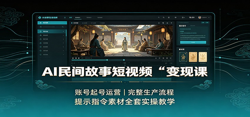AI民间故事短视频变现课：账号起号运营，完整生产流程，提示指令素材全套实操教学-万象聊项目