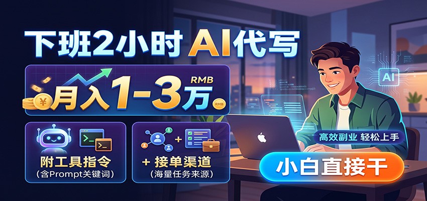 下班2小时AI代写，月入1-3万，附工具指令+接单渠道，小白直接干-万象聊项目