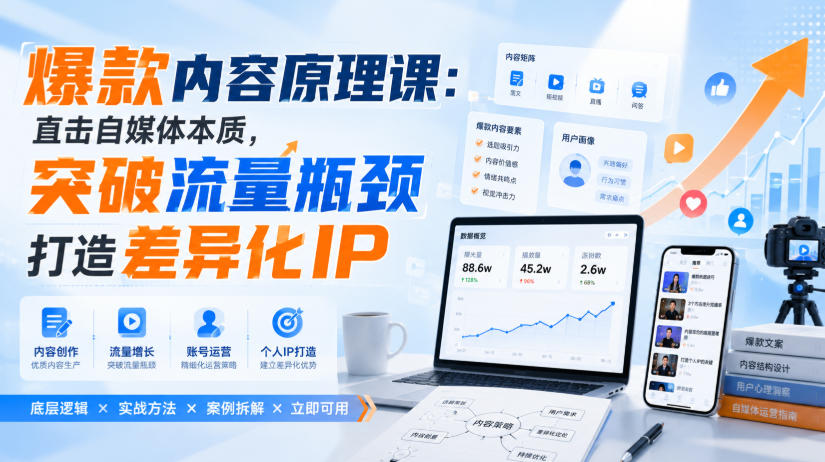 爆款内容原理课：直击自媒体本质，突破流量瓶颈打造差异化IP-万象聊项目