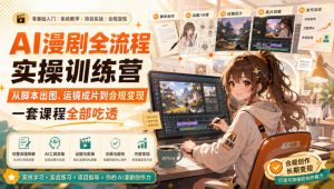 AI漫剧全流程实操训练营，从脚本出图、运镜成片到合规变现，一套课程全部吃透-万象聊项目