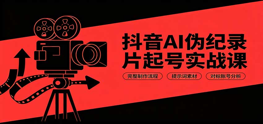 抖音AI伪纪录片起号实战课：完整制作流程，提示词素材，对标账号分析-万象聊项目