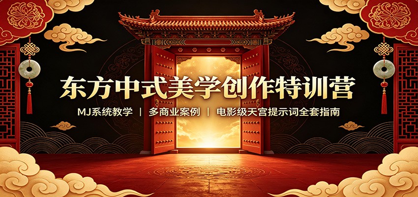 东方中式美学创作特训营：MJ系统教学，多商业案例，电影级天宫提示词全套指南-万象聊项目