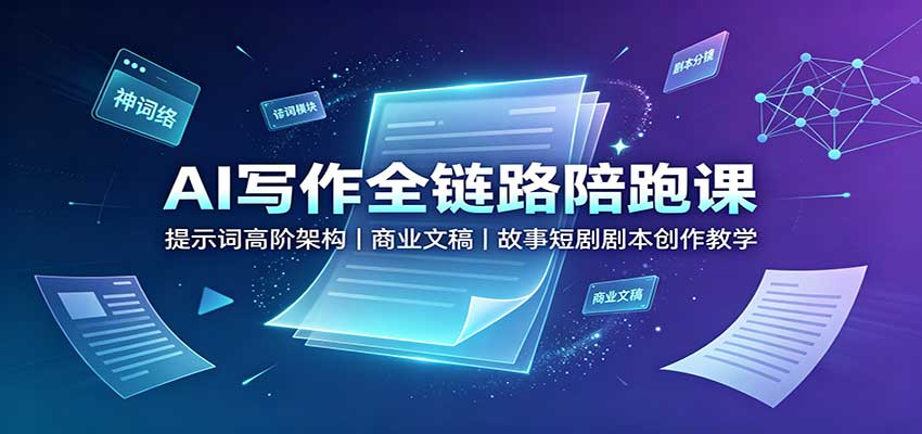 AI写作全链路陪跑课：提示词高阶架构，商业文稿，故事短剧剧本创作教学-万象聊项目