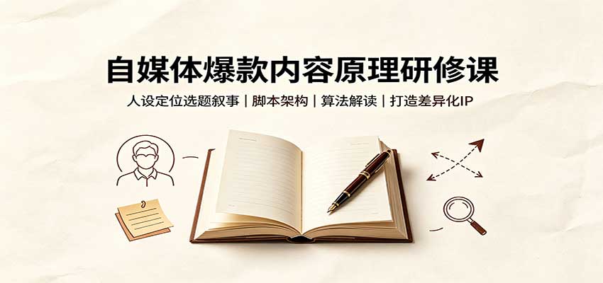 自媒体爆款内容原理研修课：人设定位选题叙事，脚本架构，算法解读打造差异化IP-万象聊项目