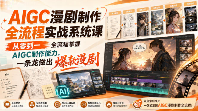 AIGC漫剧制作全流程实战系统课，从零到一全流程掌握AIGC制作能力，一条龙做出爆款漫剧-万象聊项目