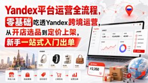 Yandex平台运营全流程,零基础吃透Yandex跨境运营,从开店选品到定价上架,新手一站式入门出单-万象聊项目