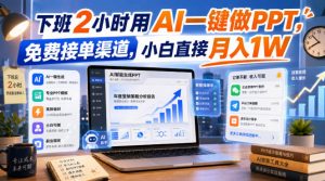下班2小时用AI一键做PPT，免费接单渠道，小白直接月入1W【揭秘】-万象聊项目