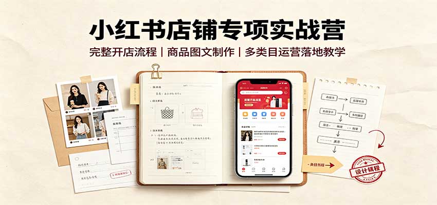 小红书店铺专项实战营：完整开店流程，商品图文制作，多类目运营落地教学-万象聊项目