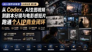 AI+创作训练营26年8月第5期:从Codex、AI生图视频到剧本分镜与电影感短片,跑通个人IP商业闭环-万象聊项目