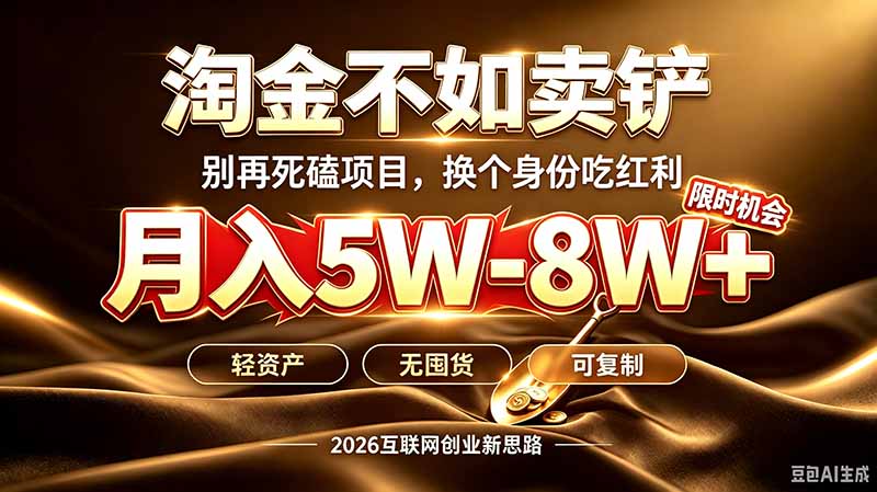 别再傻乎乎埋头跑项目！互联网真正赚钱逻辑：做卖铲人，拒绝当韭菜，逆风翻盘月入5-8W+-万象聊项目