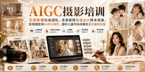 AIGC摄影培训｜无需影棚化妆团队，老景新搭快速出片降本获客，影楼摄影师AI样片制作，婚纱儿童孕妈肖像亲子全案例实操-万象聊项目