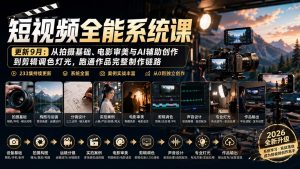 短视频全能系统课-更新8月233集：从拍摄基础、电影审美与AI辅助创作到剪辑调色灯光，跑通作品完整制作链路-万象聊项目