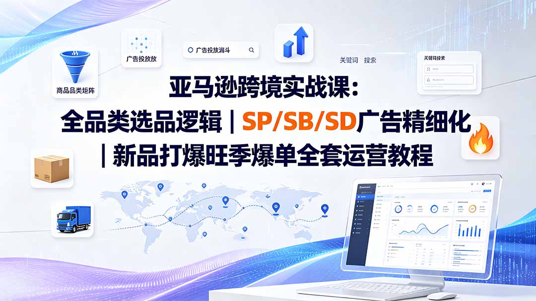 亚马逊跨境实战课-更新8月：全品类选品逻辑｜SP/SB/SD广告精细化｜新品打爆旺季爆单全套运营教程-万象聊项目