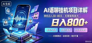 AI语聊挂机，日入800+，适用个人副业，工作室矩阵操作-万象聊项目