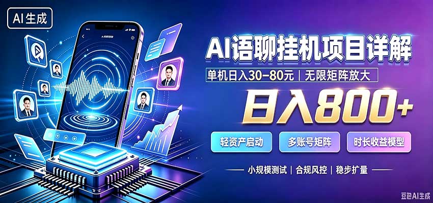 AI语聊挂机，日入800+，适用个人副业，工作室矩阵操作-万象聊项目