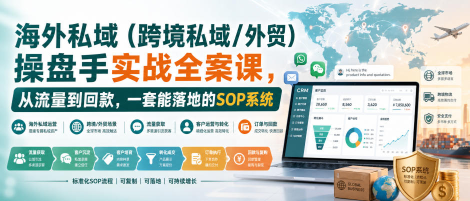 海外私域(跨境私域/外贸)操盘手实战全案课，从流量到回款，一套能落地的SOP系统-万象聊项目