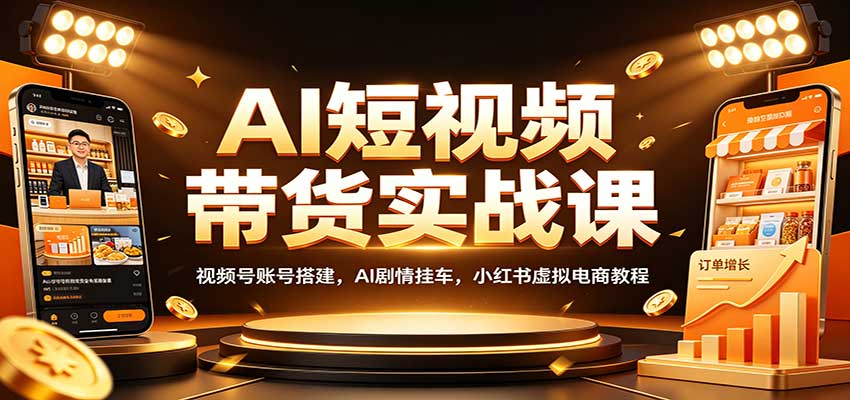 AI短视频带货实战课：视频号账号搭建，AI剧情挂车，小红书虚拟电商教程-万象聊项目
